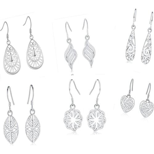 Fashion 6 Pair set silver color for women lady girl charms hook cute Earring Jewelry set wedding Gift hot sale nice