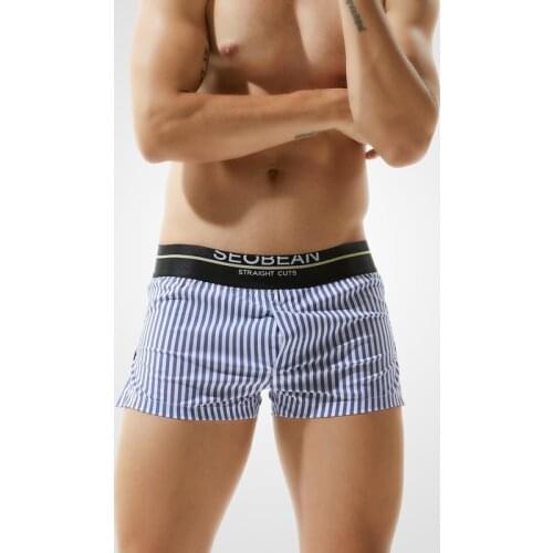 Men Underwear Sleepwear Casual Striped Boxer Shorts Cotton Panties Sleep Bottoms Boxershorts Underpants Pajamas Shorts Plus Size