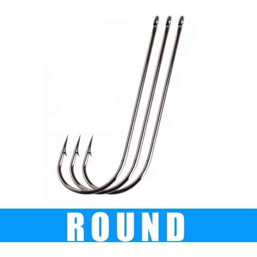 FTK ROUND BENT with ring Single Fishing Hook Set 3packs High Carbon Steel Carp Hook Japan 2-18# Barbed Carp Fishhook With Eye