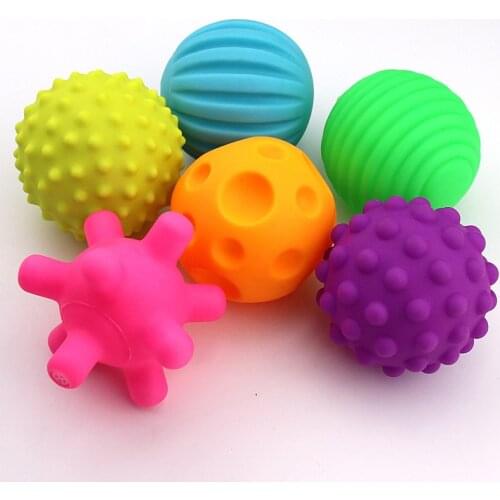 6pcs Baby Rubber Ball Toys Develop Tactile Senses Textured Touch Toys for Baby Training Massage Soft Balls Activity Learning Toy