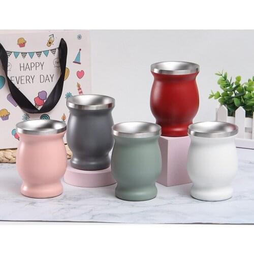 8 Oz Gourd Set Double-Wall Stainless Steel Mate Tea Cup And Bombilla Set -40