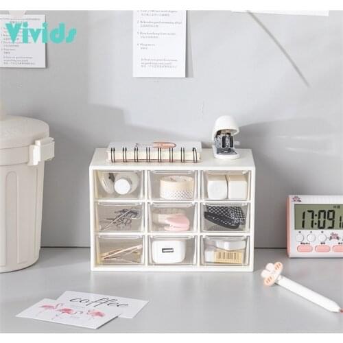 9 Grids Desktop Organizer Case for Cosmetics Storage Drawer Makeup Box for Jewelry Dust-proof Stationery Bathroom Accessories