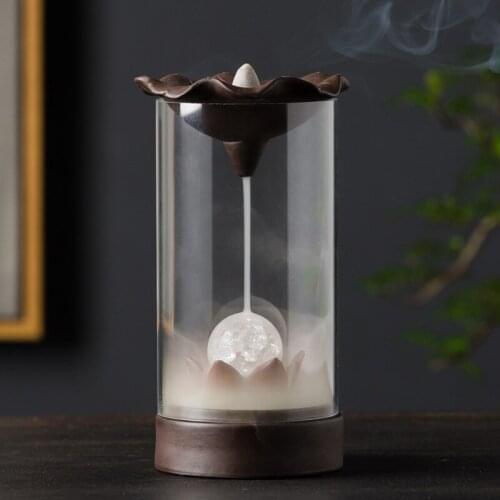 New Home Furnishing Decoration Backflow Incense Burner, Acrylic Hood Ambilight Smokey Incense Burner