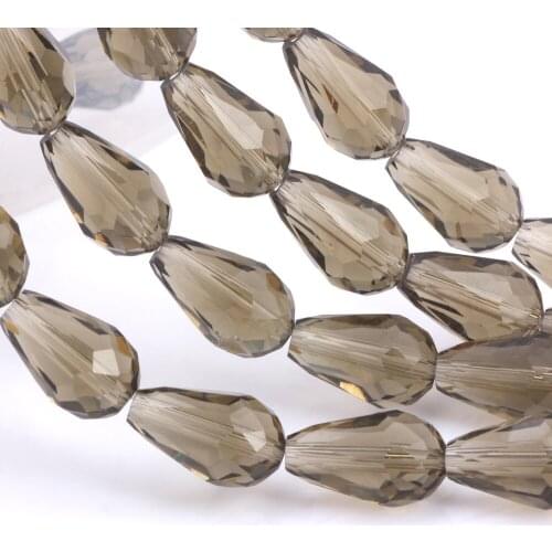 OlingArt 11&15mm 50pcs Waterdrop Faceted Austrian crystal beads gray&Tea color Teardrop glass bead for jewelry making bracelet