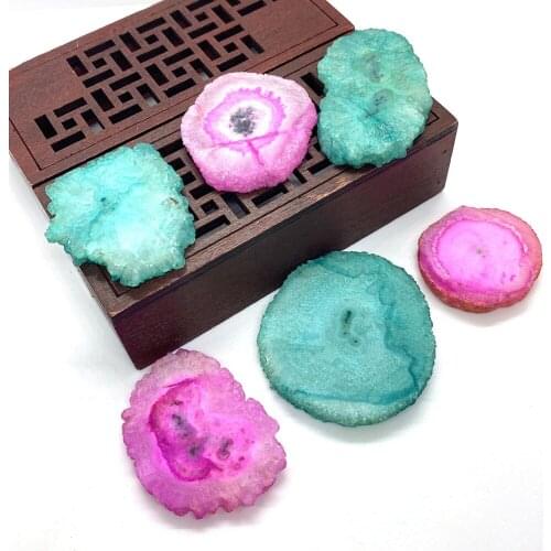 Natural Stone Agate Irregular Slice Agate Green Pink Necklace Bracelet Accessories DIY Jewelry Making Design Sense Wholesale