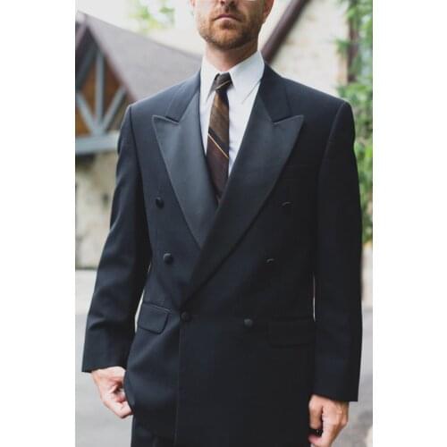 Jacket+Pants) New Business Double Breasted 2 Piece Groom Tuexdos For Wedding Formal Prom Suit Party Evening Blazer Custom Made