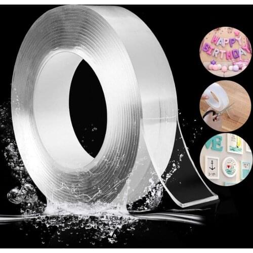 Nano Magic Tape Double Sided Tape Transparent NoTrace Reusable Waterproof Adhesive Tape Cleanable Home gekkotape