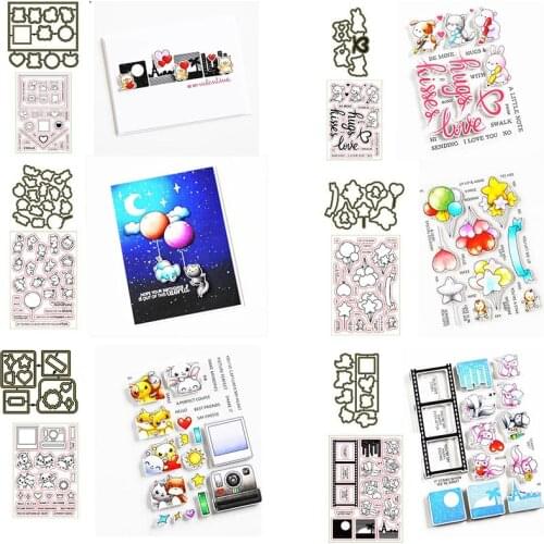 Clear Stamps Cute Rabbit Kitten Elephant Piggy Balloon For DIY Scrapbooking Embossing Crafts Cards Making Cutting Dies