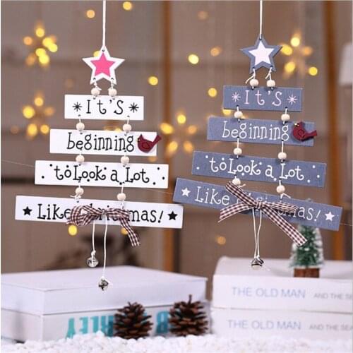 Christmas Ornament Wooden Hanging Pendants Xmas Tree Bell Christmas Decorations For Home New Year Party Decor Accessories