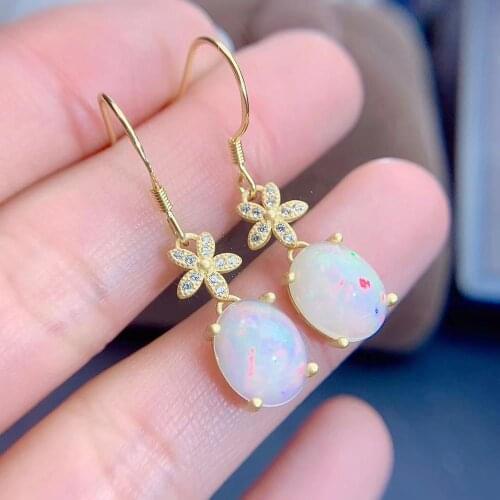 The best gift for engagement Natural Real OPal Earrings S925 Sterling Silver Fine Elegant Jewelry for Women Wedding Earring