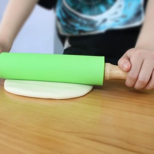 Dough Silicone Rolling Pin Wood Handle Deegroller Rouleau Patisserie Teigroller Mattarello Silicone Rolling Pin Home Deegroller