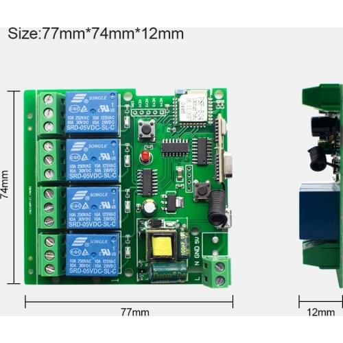 APP eWeLink Smart Remote Control Wifi wireless Switch Module 4CH 12V 24V 220V 75V-250V RF Receive 433MHz Remote Transmitter