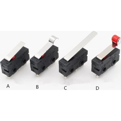 Mini Micro Limit Switch 3 Pins PCB Terminals 5A 125V 250V 29mm Roller Arc lever Snap Action Push Microswitches