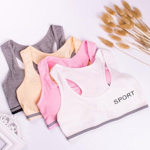 Teen Girls Sport Training Bra 9-15 Years Girl Cotton Big Adolescente Letter Kids Students Underwear Young Breathable Top Vest