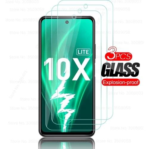 Honor 10 x lite glass 3pcs protective glass for huawei honor10x lite 10xlite honer 10x light 6.67'' phone screen protectors film