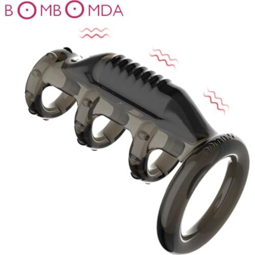 G spot Stimulator Bullet Vibrator Cock Sleeve Penis Vibrating Ring Ejaculation Delay Strap On Dildo Dick Enlargement Extender