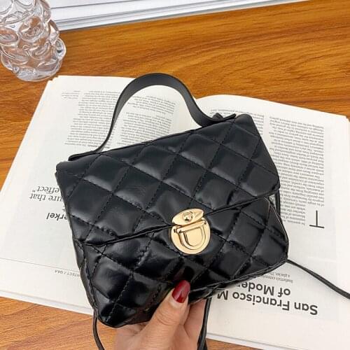 MIni Ladies PU Leather Shoulder Bags Fashion Rhombic Checkered Handbag For Women Casual Small Square Crossbody Bag