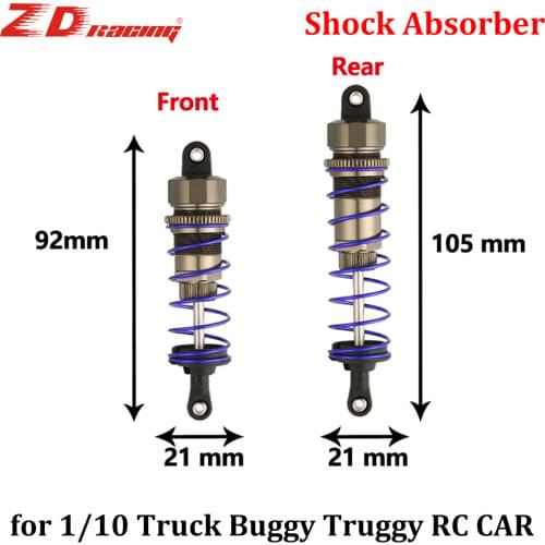 ZD Racing 2pcs 92mm Front &105mm Rear Metal Shock Absorber Aluminum for 1/10 RC Car Buggy Truck Traxxas Slash HSP Redcat Hongnor