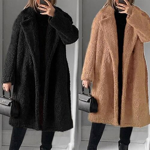 2020 Autumn Long Winter Coat Women Faux Fur Coat Plush Teddy Coat Warm Ladies Fur Teddy Jacket Female Plus Size Outwear