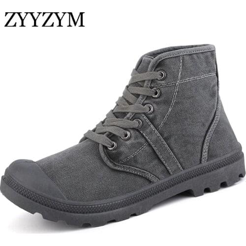 ZYYZYM Men High Canvas Shoes Spring Autumn Lace-up Style Denim Retro Fashion Trend Men Shoes