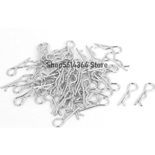 1mm x 16mm Hair Pin Shaped Zinc Plated Cotter Clip Silver Tone 100pcs