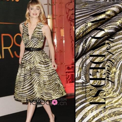 100% pure mulberry Silk Gold stripe Zebra Stripe gold leather jacquard silk fabric A143
