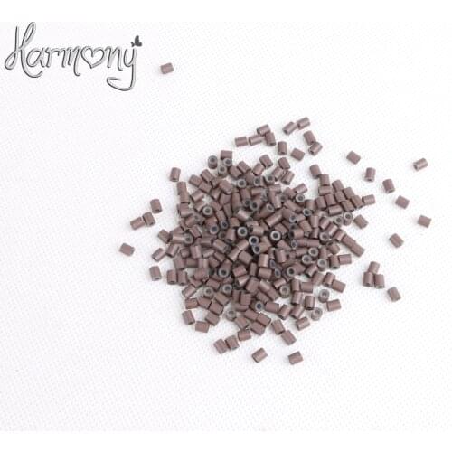 1000pcs/lot) 3.4*3.0*4mm 5# Medium brown silicone copper tube micro silicone lined copper rings tube beads rings