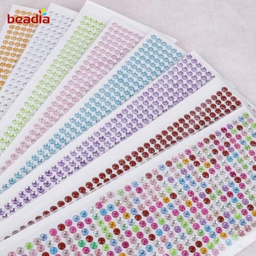 168-504Pcs/set 6mm Self Adhesive Acrylic Rhinestone Scrapbooking Stickers For DIY Decor Phone PC Car Decal Styling Accessories