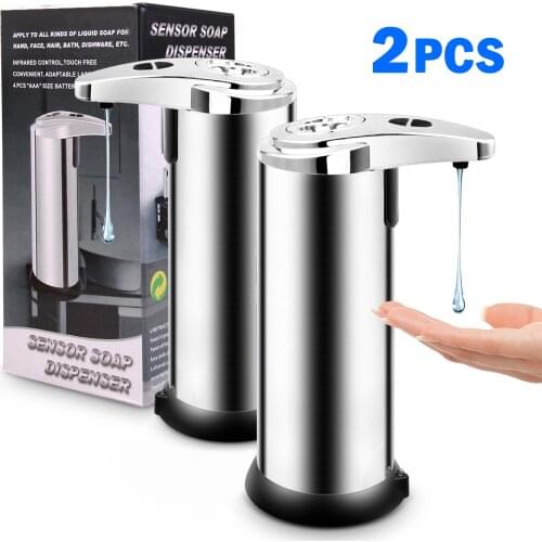 2pcs Soap Dispenser Infrared Motion Sensor Touchless Hands-Free Automatic Liquid Soap Washer Bottle for Bathroom Office School
