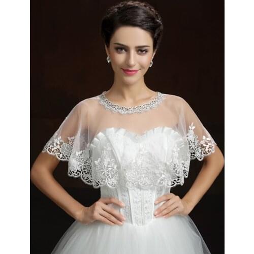 2021 Short Lace Bolero Wedding Scoop Neckline Evening Wraps For Women Bridal Dresses