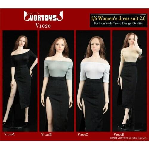 4 Colors VORTOYS 1/6 V1020 Womens Dress Skirt Clothes Collection Fit For 12" Figure Body Toys