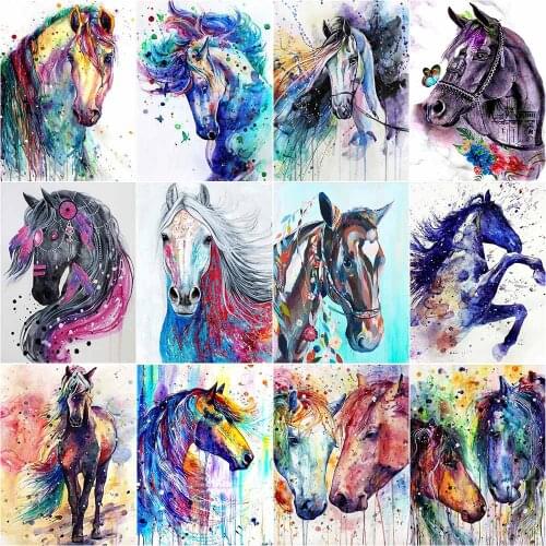5D DIY Diamond Painting Horse Rhinestone Picture All SquareRound Animal Diamond Embroidery Mosaic Beaded Home Decorati
