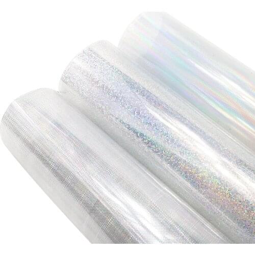 David accessories Hologram laser clear vinyl Faux Synthetic Leather Fabric,DIY Garment Knotbow Bags Decoration Crafts,1Yc3785
