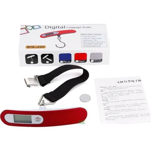 50kg*10g Digital Electronic Belt Luggage Hanging Scales Durable Travel Pocket Scale 110lb LCD Steelyard Data Hold With Box