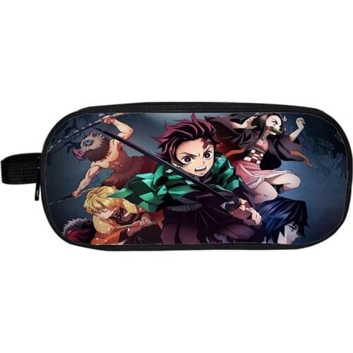 Demon Slayer: Kimetsu no Yaiba Cartoon Cosmetic Make Up Bag Cosplay Pencil Case Stationery Bag Gift