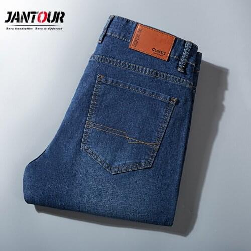 3 Model Men Jeans Large Size 44 46 48 Business Casual Elastic Fashion Embroidery Straight Denim Trousers Male Brand Clothing