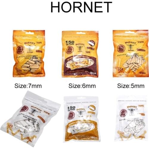 HORNET DANGER Natural 5MM/6MM/7MM Slim Cigarette Rolling Filter Tips Unrefined Paper Filters Rolled Smoking accessories weed