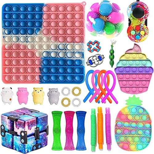 Fidget Toys Antistress Toy Set Stretchy Strings Push Gift Pack Adults Children Squishy Sensory Anti Stress Relief Figet Toys Kit