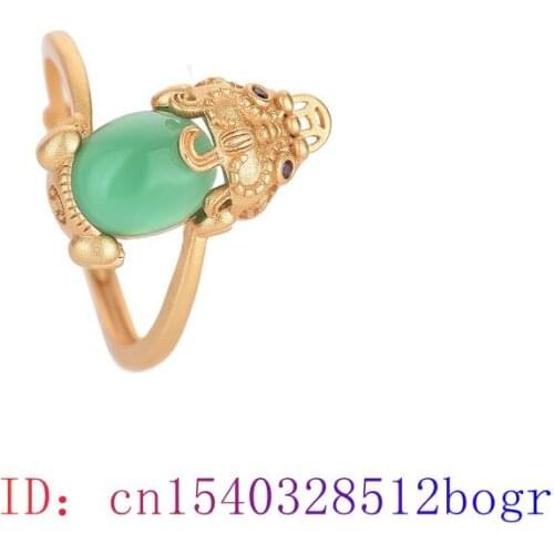 Green Jade Dragon turtle Ring Men Women Natural 925 Silver Charm Chalcedony Gifts Amulet Zircon Jewelry Crystal Fashion