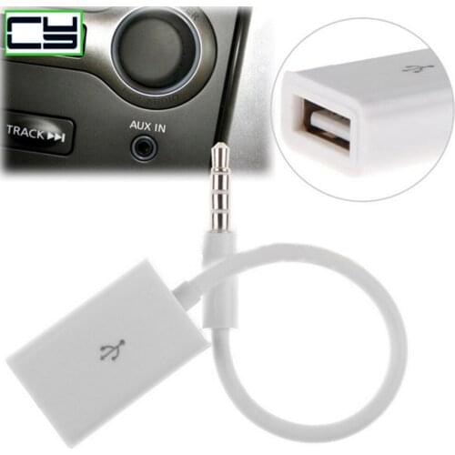 Pretty 3.5mm Male AUX Audio Plug Jack To USB 2.0 Female Converter Cable Cord Car MP3