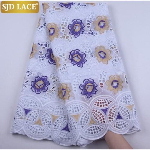 SJD LACE African Lace Fabric 2020High Quality Swiss Voile Lace With Embroiderey Punch Cotton Laces For Wedding Party Dress A1896