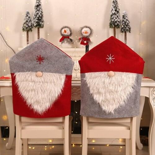 Lanke Santa Claus Red Hat Christmas Chair Covers Christmas Family Restaurant Decorations New Year Party Supplies 2/4pcs