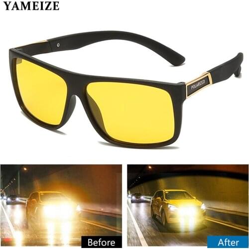 YAMEIZE TR90 Anti-glare Night Vision Glasses Men Polarized Sunglasses Yellow Lens Driver Glasses Fishing Eyeglasses Oculos UV400