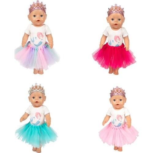 New Crown + Clothes + Skirt Doll Clothes Fit For 43cm baby Doll clothes reborn Doll Accessories