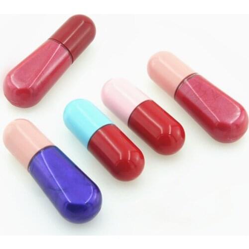 New Portable Mini Capsule Tube Transparent Gloss Lip Tube Blue Red Tube Bottles Tools Glaze Refillable Lip Bottle Diy Container