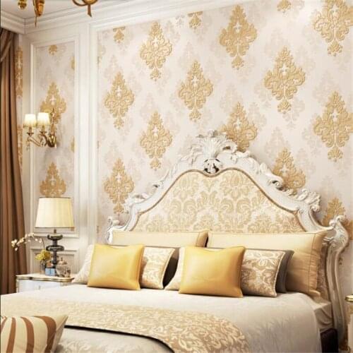 Beibehang Papel De Parede European Damascus Wallpaper Waterproof Gold Warm Bedroom Living Room Project TV Background Wall paper