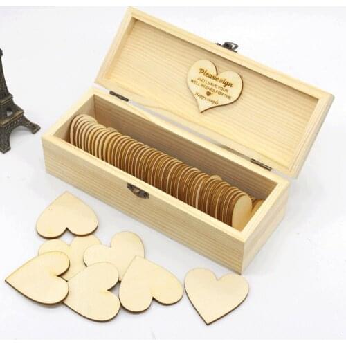 Personalized Wedding Guest Book With Hearts,Custom Name And Date Wooden Keepsake Box Rustic Engrave Wedding Guest Book