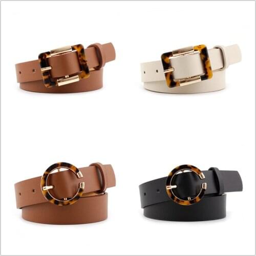 Women Square Leopard Print Buckle Belt Casual Solid Wild Adjustable Belts Decoration Ladies Fashion Accessories For Jeans Dress