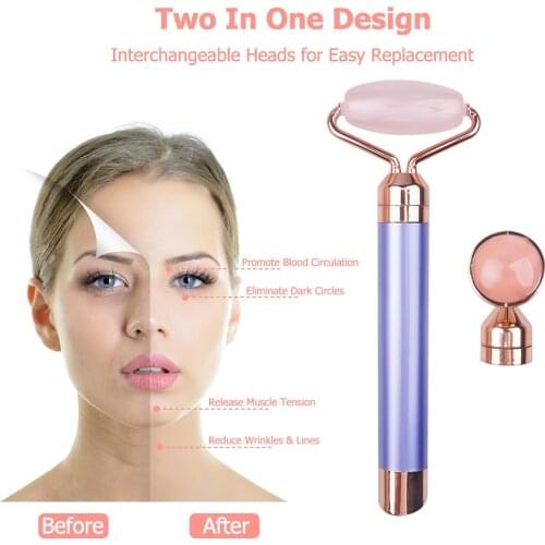 1Pcs Facial Beauty Massage Tool Roller Face Thin Massager Relaxation Anti Wrinkle Skin Care Tools with 2 Roller Heads Freeship
