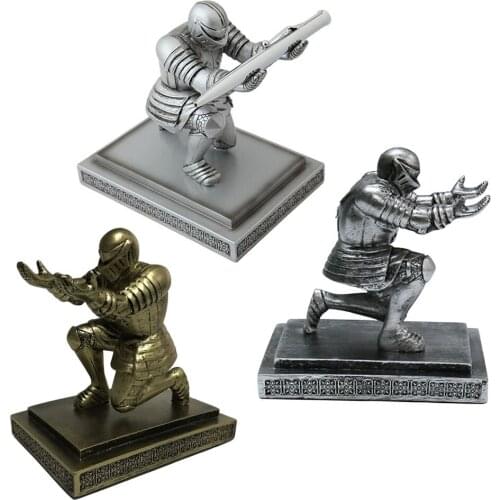 Knight Pen Holder Desk Organizers and Accessories Desk Decor Resin Statue Pen Holder as Gift for Office School Home Students